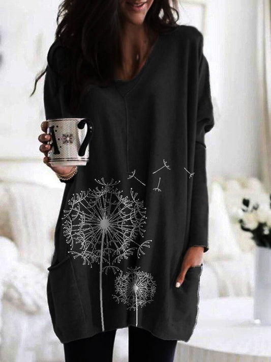 Printed Dandelion Cristina Gore Long Sleeve Blouse