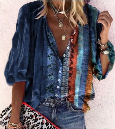 Bluză elegantă cu mânecă lungă și imprimeuri de Cristina Gore