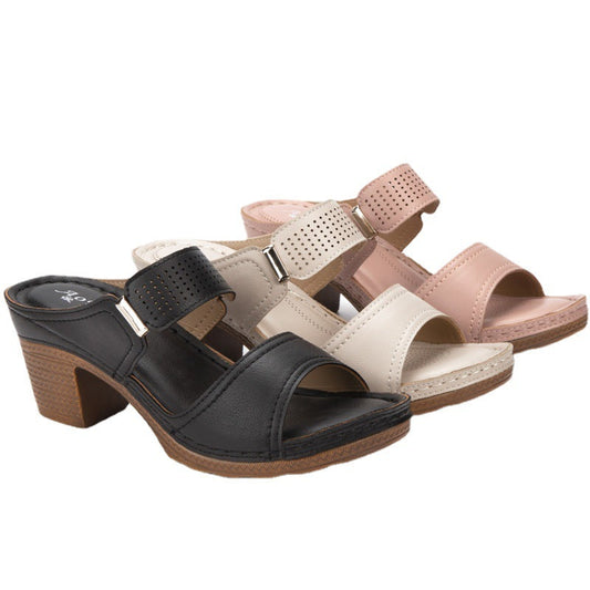 Sandale Cristina - Sandale confortabile cu toc gros pentru vară