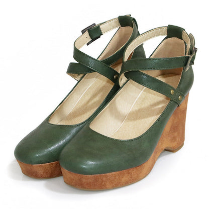 Tocuri platformă Cristina cu barete încrucișate - Detaliu cataramă