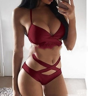 Set bikini elegant cu bretele și blocuri de culoare Cristina Gore