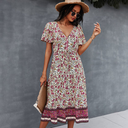 Rochie florală boho vibrantă de Cristina Gore