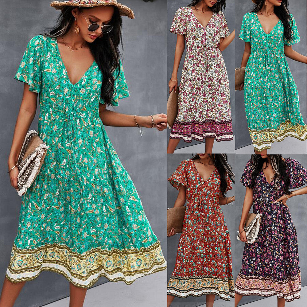 Vibrant Boho Floral Dress by Cristina Gore