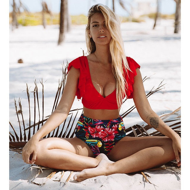 Bikini vibrant cu talie înaltă de Cristina Gore