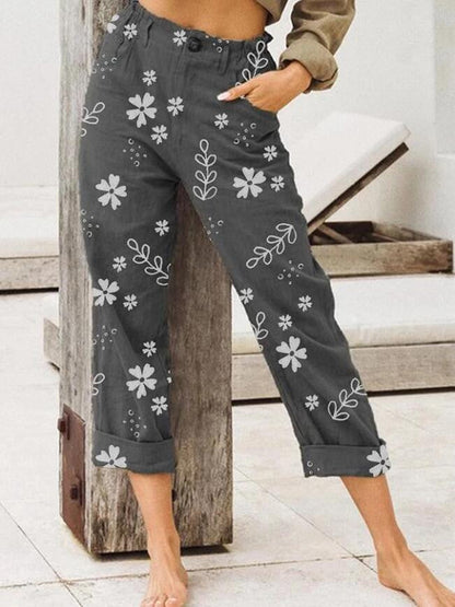 Floral Print Cristina Gore Cropped Casual Pants