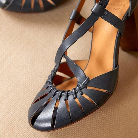 Sandale cu toc Cristina - Stil elegant cu decupaj și cataramă