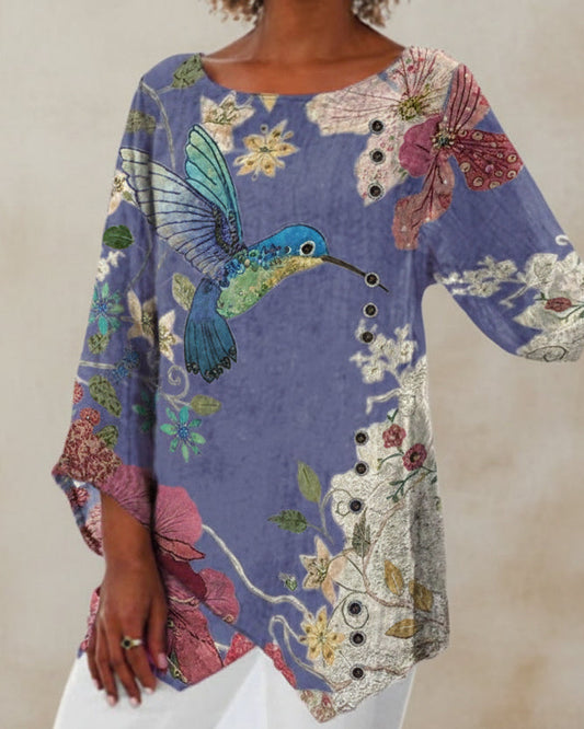 Top neregulat cu imprimeu floral de Cristina Gore