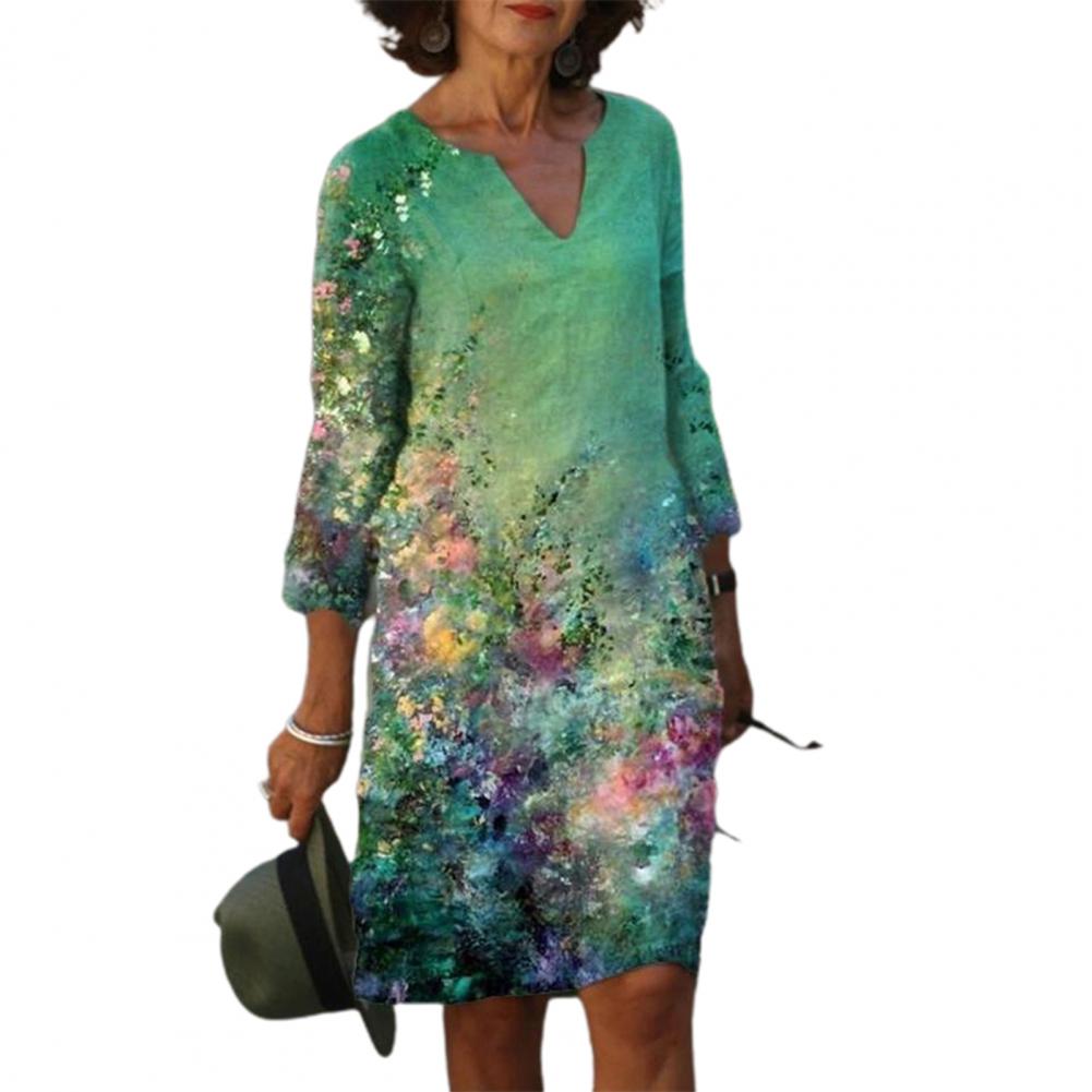 Rochie midi cu imprimeu Cristina - Croială lejeră în talie