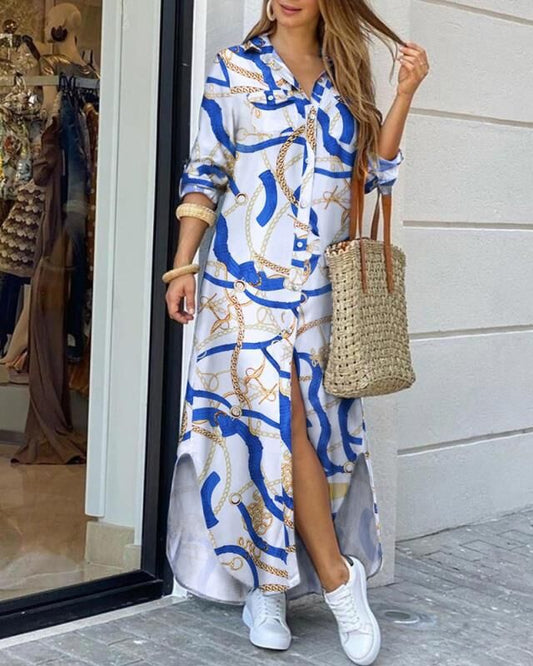 Chic Printed Long Shirt Dress Cristina Gore