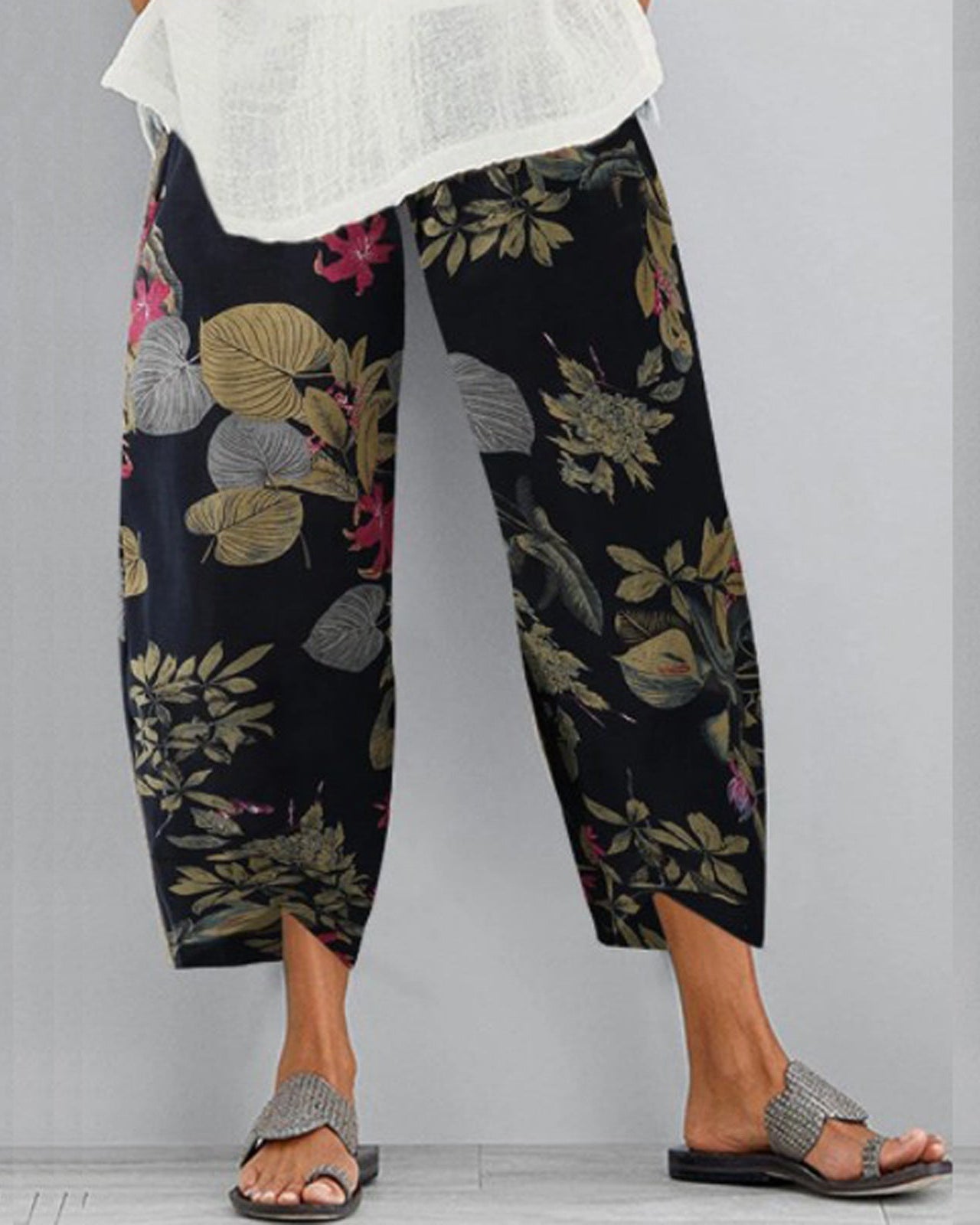Pantaloni cu talie elastică și imprimeu boho de Cristina Gore
