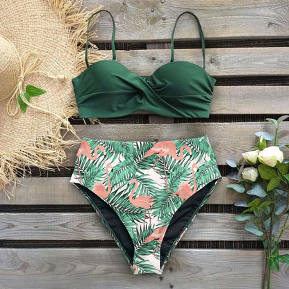 Bikini cu talie înaltă și imprimeu floral de Cristina Gore