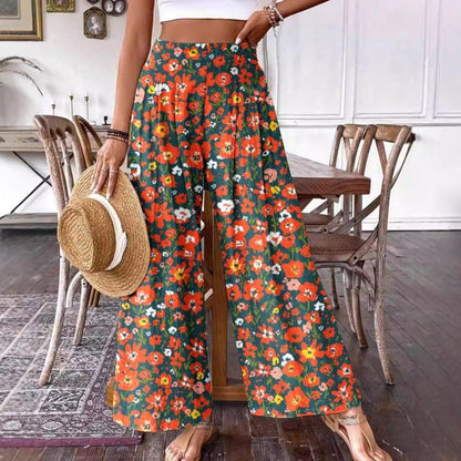 Pantaloni eleganți cu talie înaltă și imprimeu floral de Cristina Gore