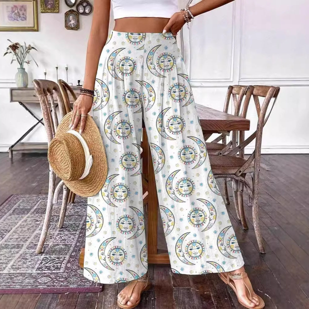 Pantaloni eleganți cu talie înaltă și imprimeu floral de Cristina Gore