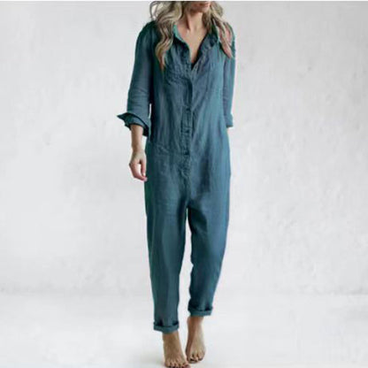 Salopetă cu mânecă lungă Cristina - Croială lejeră și buzunare