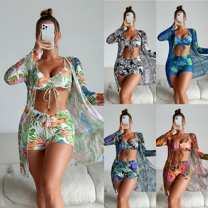 Vibrant Print Cristina Gore Three-Piece Bikini Set