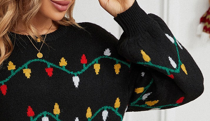 Pulover de Crăciun Cristina - Pulover festiv cu luminițe