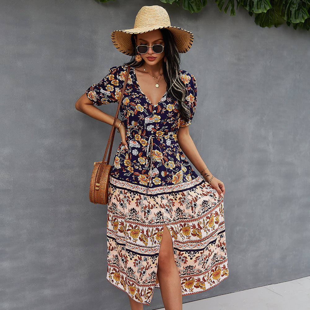 Rochie boho cu imprimeu floral, stil de vară Cristina Gore