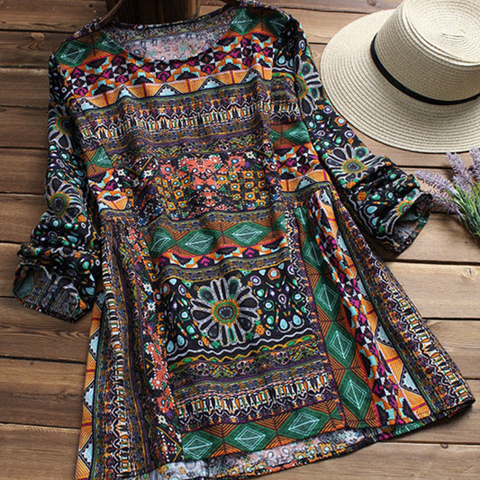Boho Print Cotton Blouse Cristina Gore