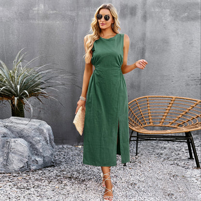 Rochie midi elegantă de vară fără mâneci de la Cristina Gore