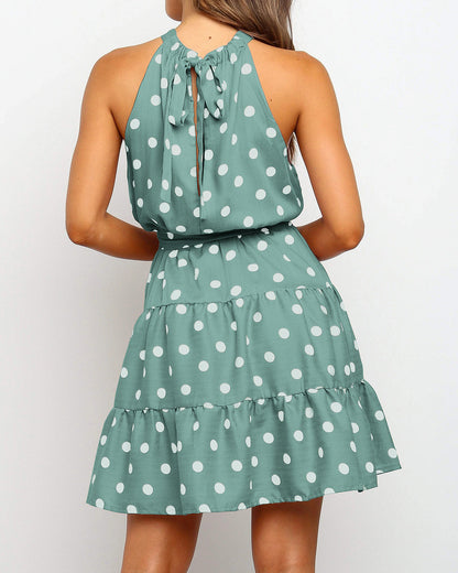 Rochie elegantă cu buline, model halter, de Cristina Gore