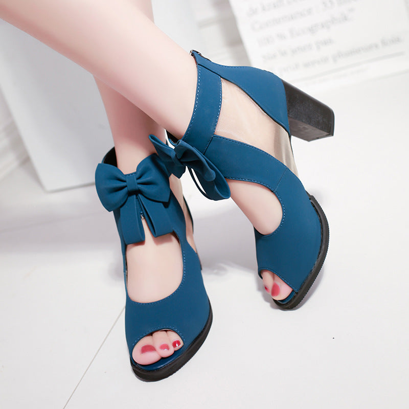 Sandale Cristina din tricot cu noduri - Elegante și cu toc gros