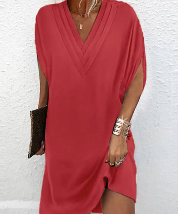 Rochie Cristina cu mâneci tip liliac - Elegant stil cu decolteu în V