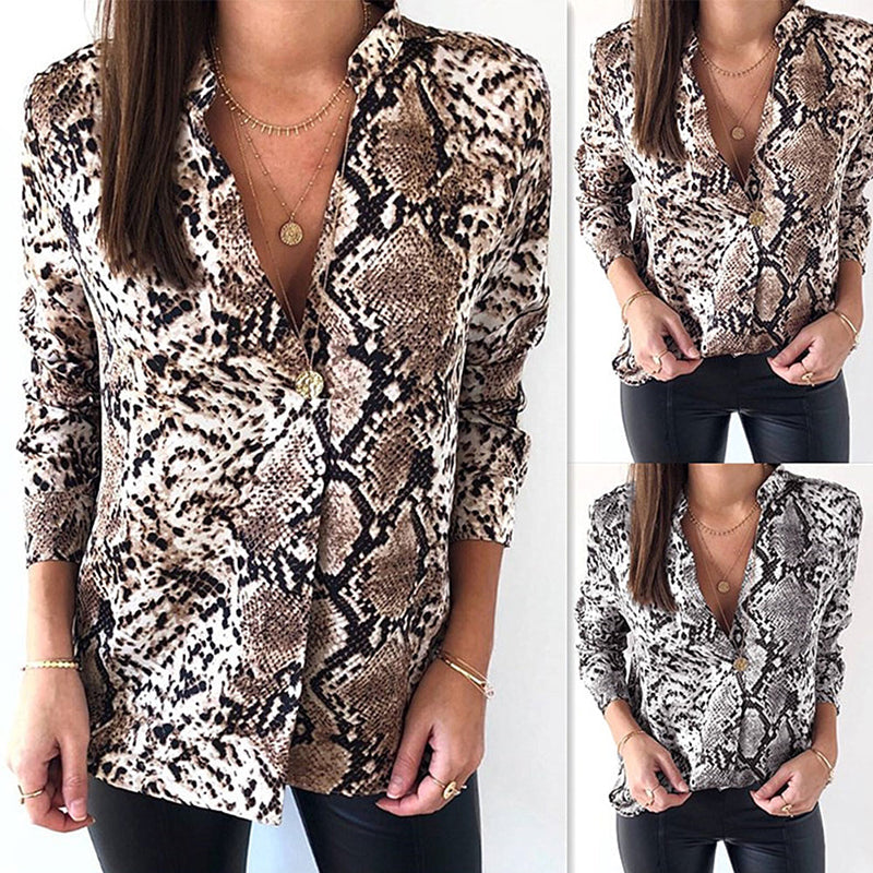 Chic Leopard Print Cristina Gore Button-Up Top
