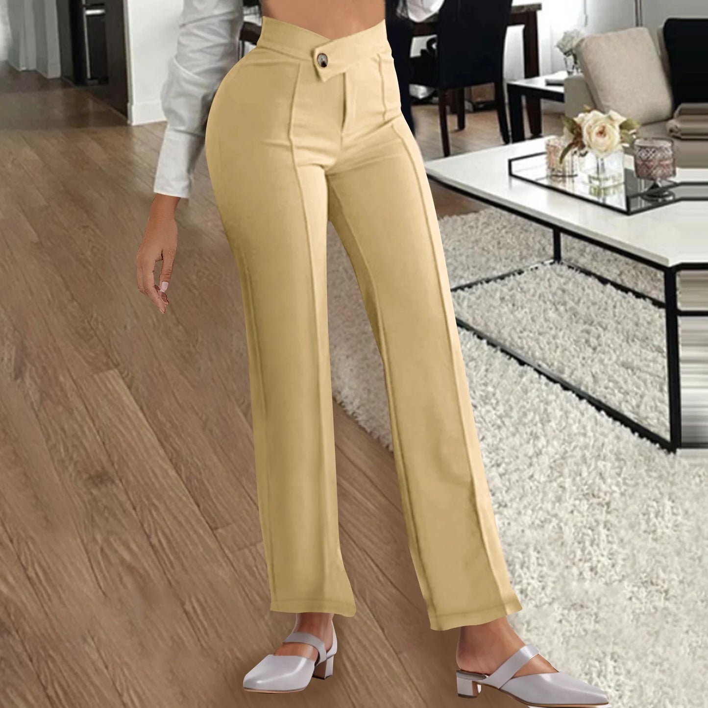 Pantaloni Cristina cu croială dreaptă - Stil urban cu cataramă