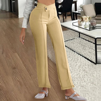 Pantaloni Cristina cu croială dreaptă - Stil urban cu cataramă