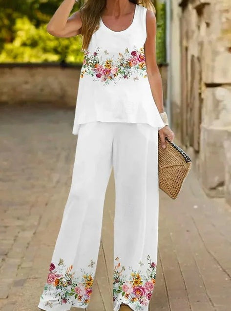 Set Cristina cu imprimeu - Set elegant cu picior larg