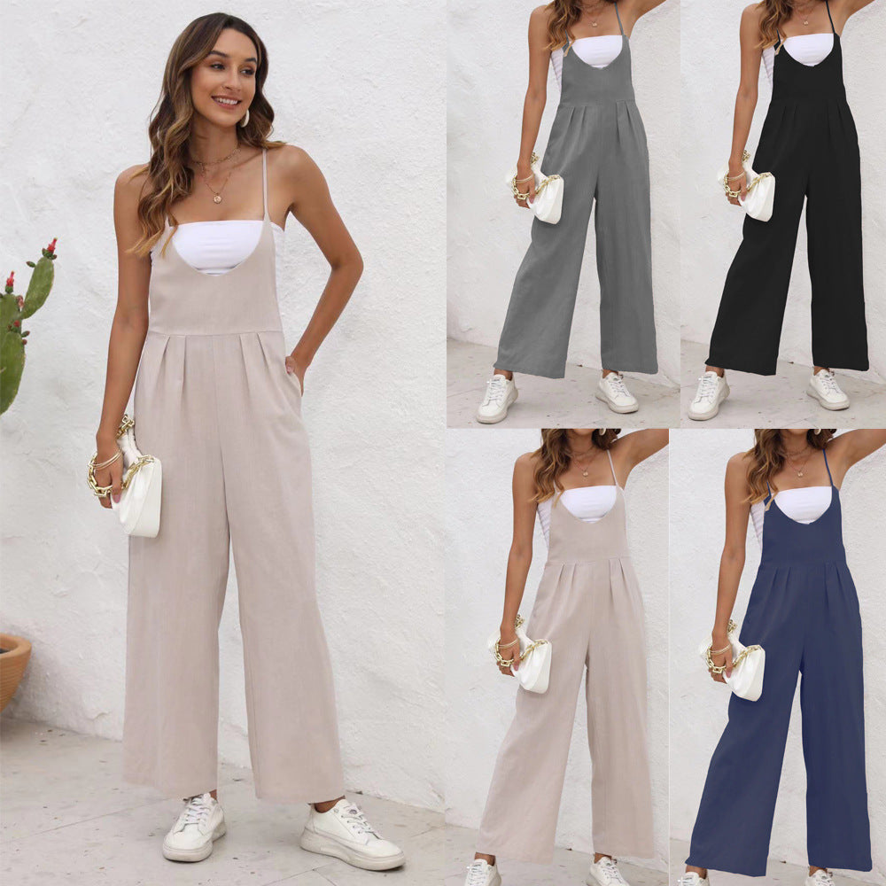 Chic Linen Blend Cristina Gore Casual Jumpsuit