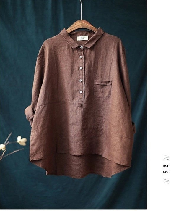 Cămașă din in Cristina - Guler simplu artistic