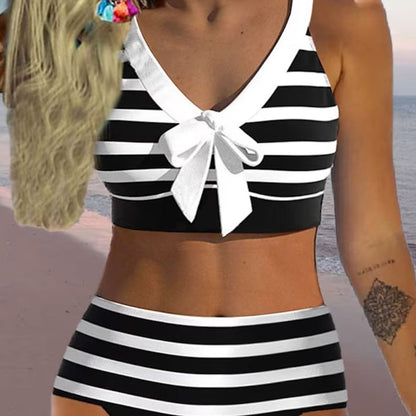 Bikini cu talie înaltă și dungi Cristina – Din nou detaliu