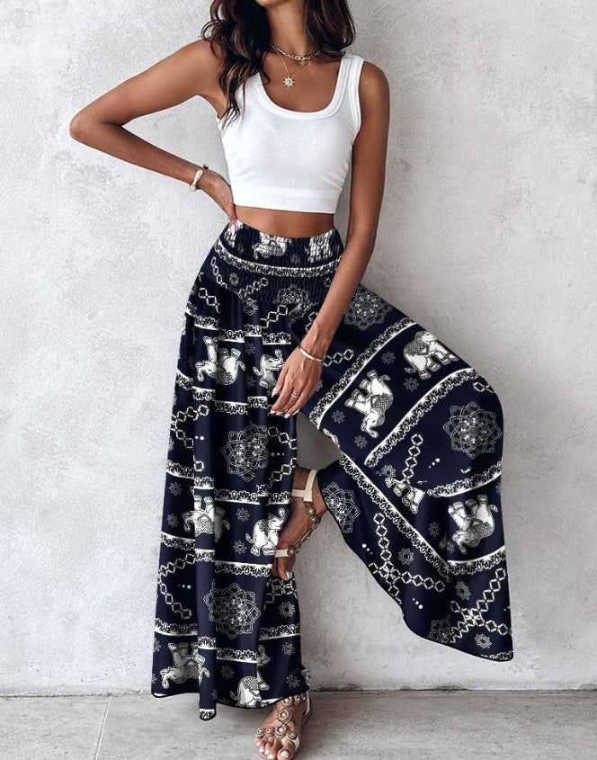 Pantaloni retro florali cu picior larg de Cristina Gore