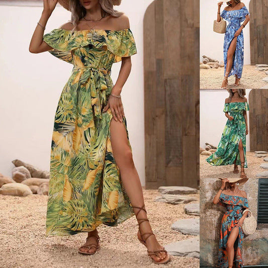 Elegant Cristina Gore Ruffled Floral Maxi Dress