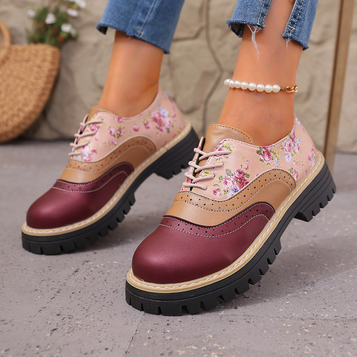 Pantofi casual eleganti cu imprimeu floral Cristina Gore, mărime mare