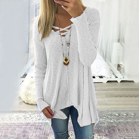 Elegant V-Neck Irregular Blouse by Cristina Gore