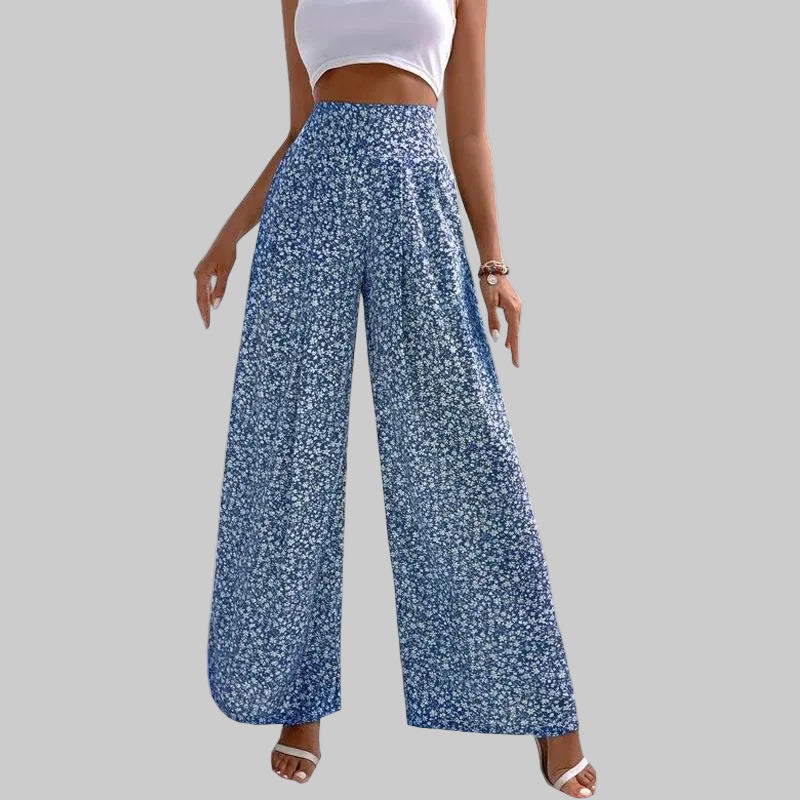 Pantaloni casual cu imprimeu floral și picior larg Cristina Gore