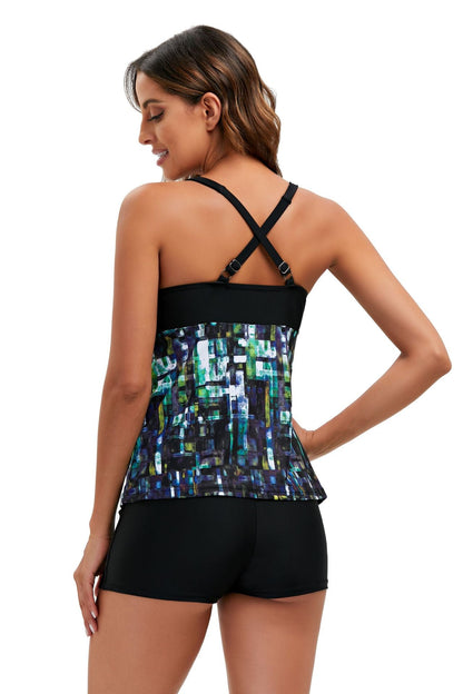 Costum de baie Cristina cu imprimeu geometric - Design elegant la spate