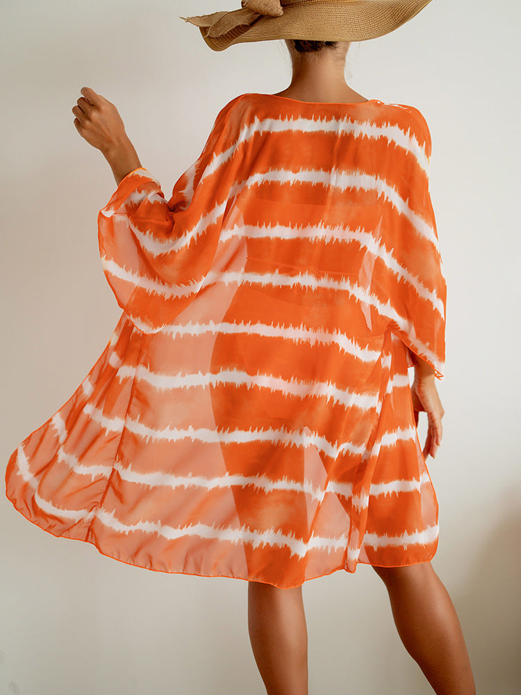 Costum de baie din trei piese din șifon vibrant de Cristina Gore