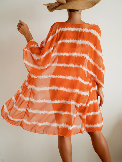 Costum de baie din trei piese din șifon vibrant de Cristina Gore