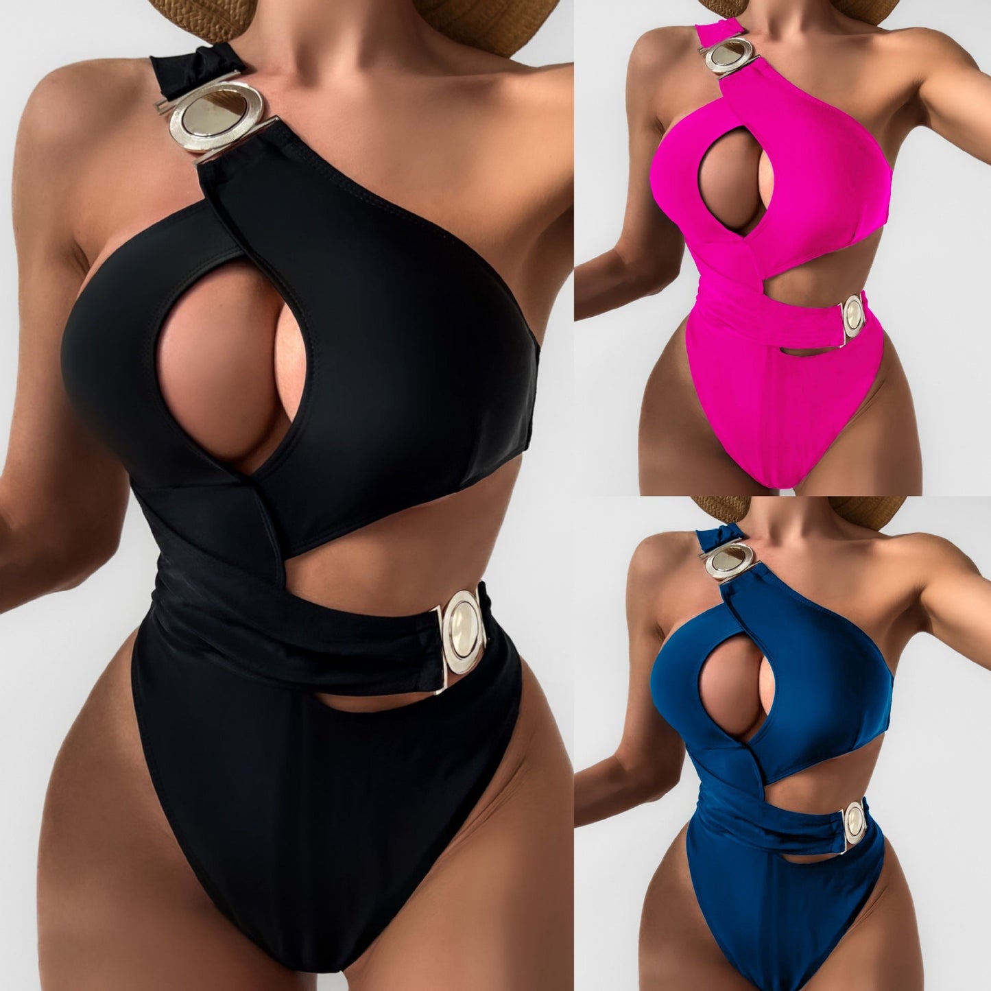 Chic One-Shoulder Cristina Gore Cutout Bikini