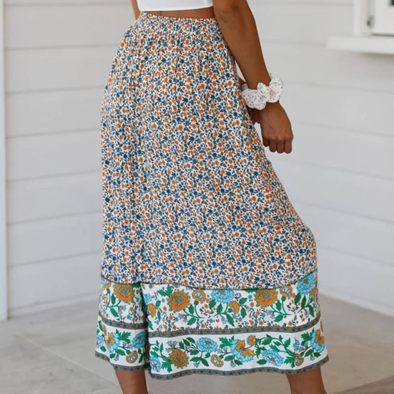 Pantaloni drepți cu imprimeu floral Cristina Gore