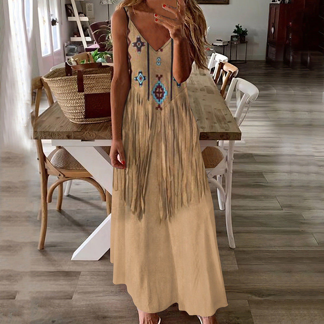 Rochie maxi de vară Cristina Gore cu imprimeu boho