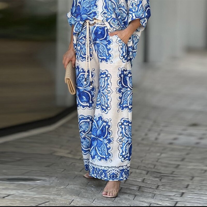 Set Cristina cu imprimeu din dantelă - Blue Inspiration