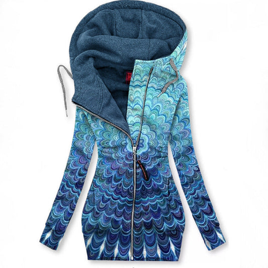 Hanorac slim cu fermoar Cristina – Inspirat de imprimeurile artistice