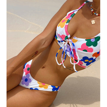 Bikini cu imprimeu floral, fără spate, de Cristina Gore