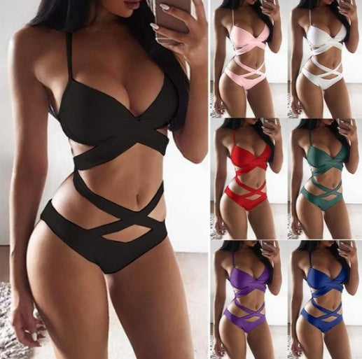 Chic Colorblock Cristina Gore Strappy Bikini Set
