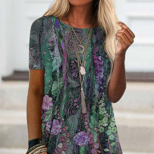 Tricou Cristina cu imprimeu digital - Inspirație florală artistică