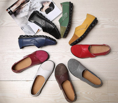 Balerini Cristina cu închidere cu velcro - Pantofi confortabili cu branț din piele de porc